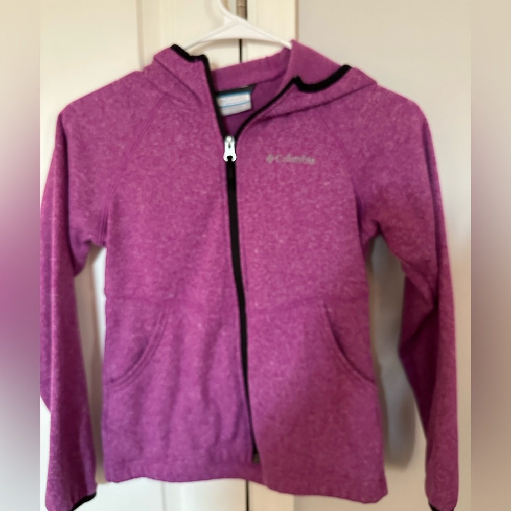 Girls Columbia Zip Up Hoodie. Pink, Size Medium